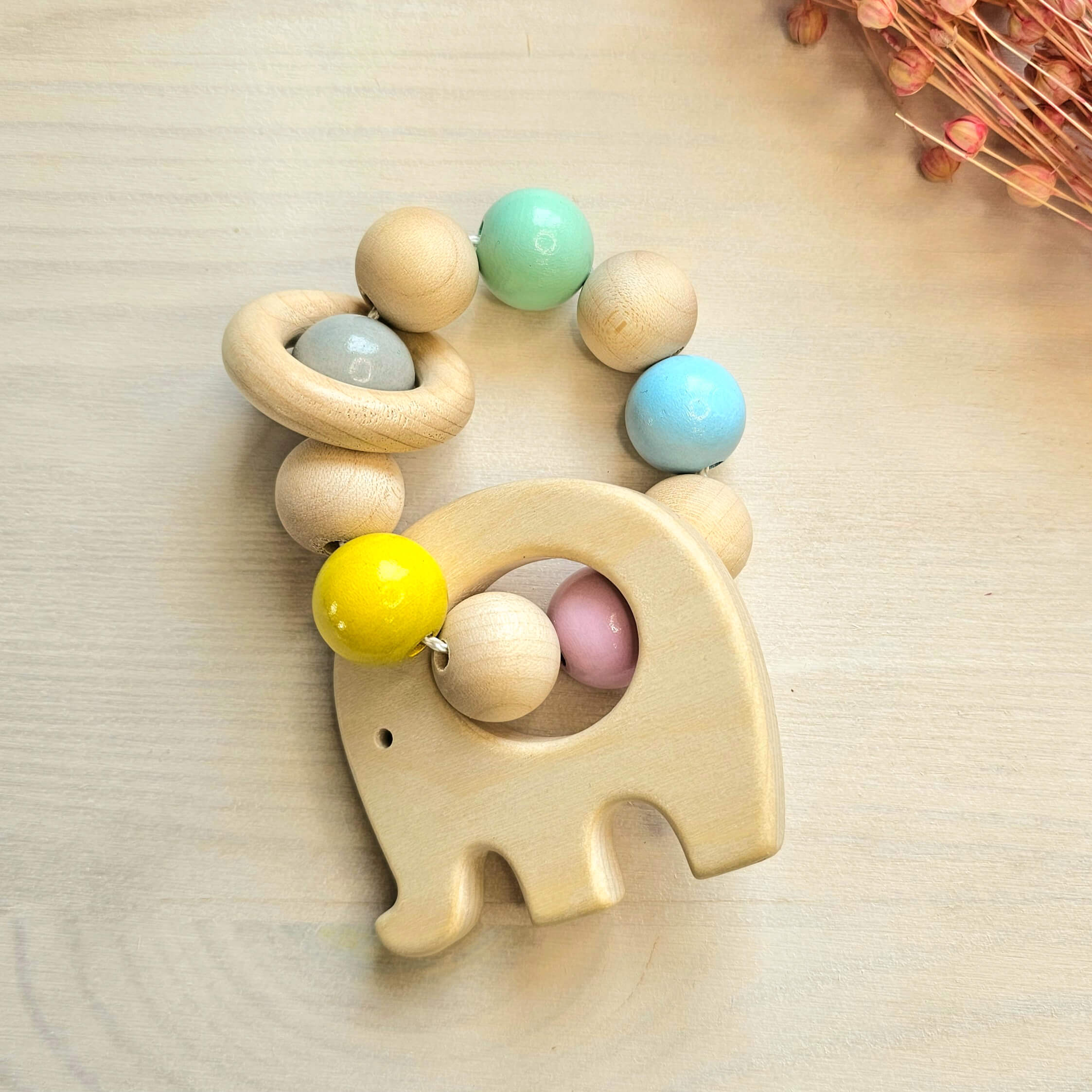 Rassel mit Holzperlen "Elefant"  Bastelset