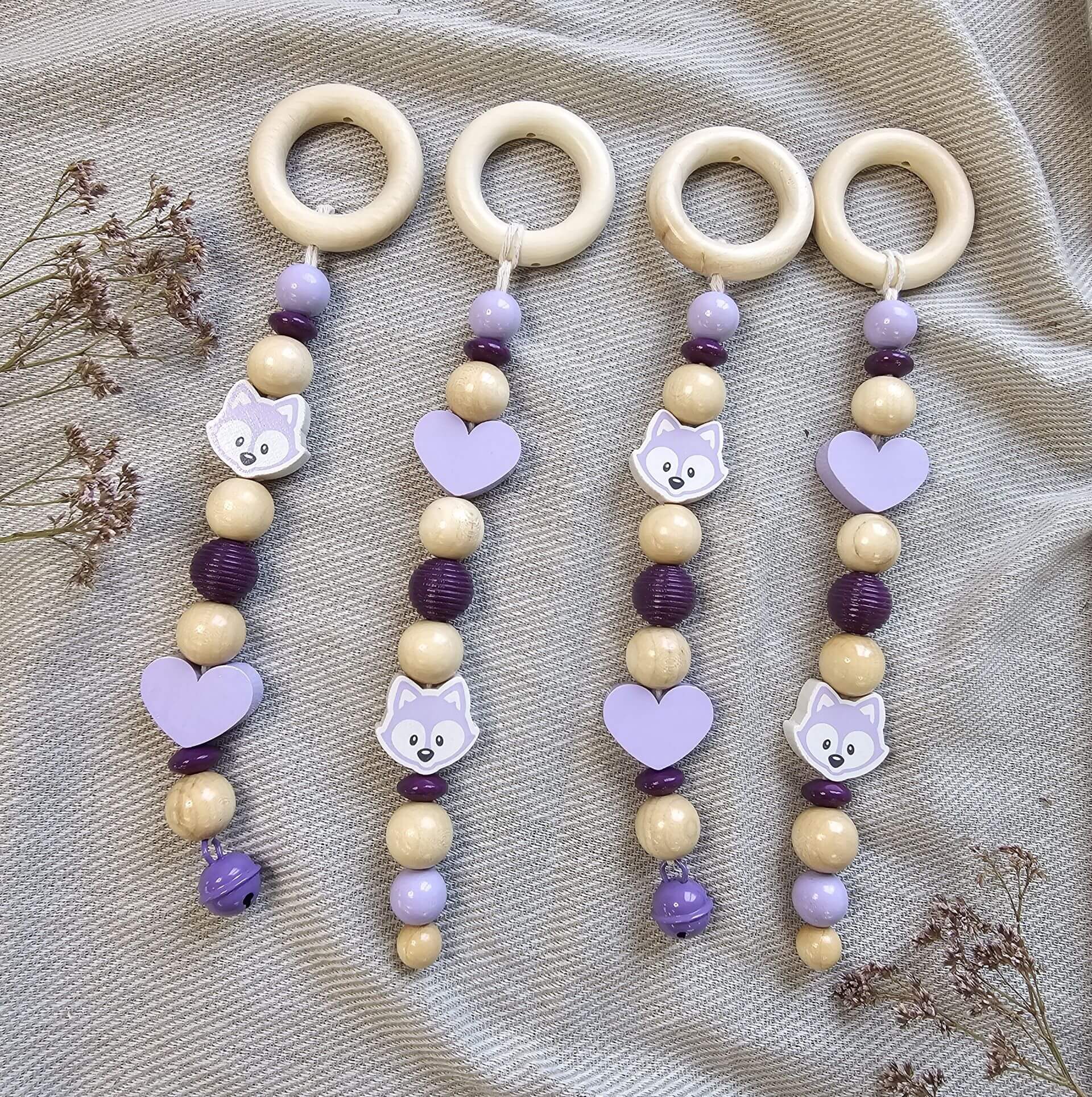 Holzperlen Spielbogen Anhänger "Fuchs flieder" Bastelset