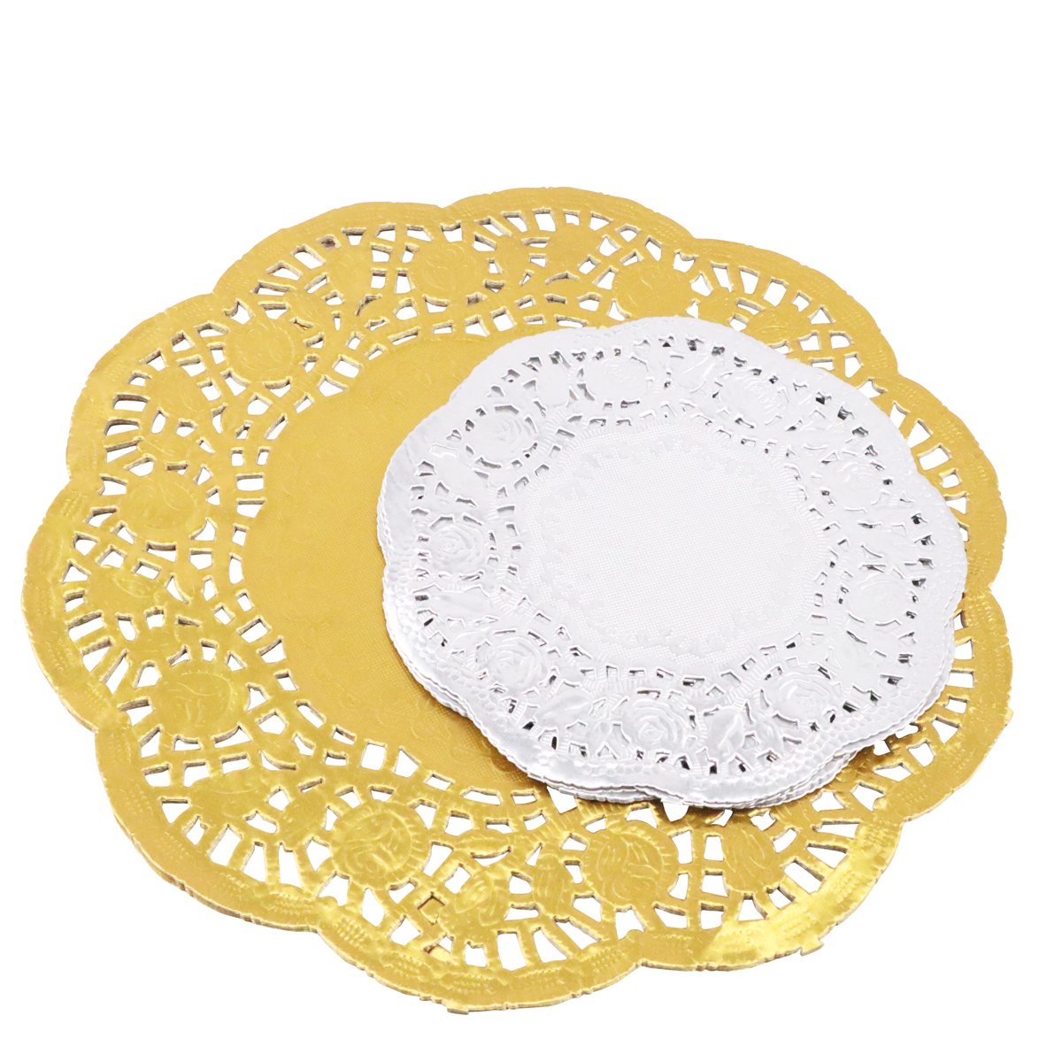 Spitzendeckchen 40er Set Silber und Gold