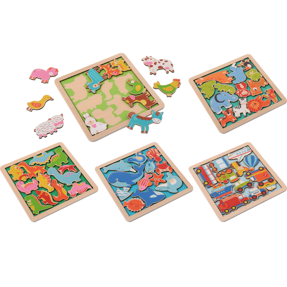 Holzpuzzles 5er Set