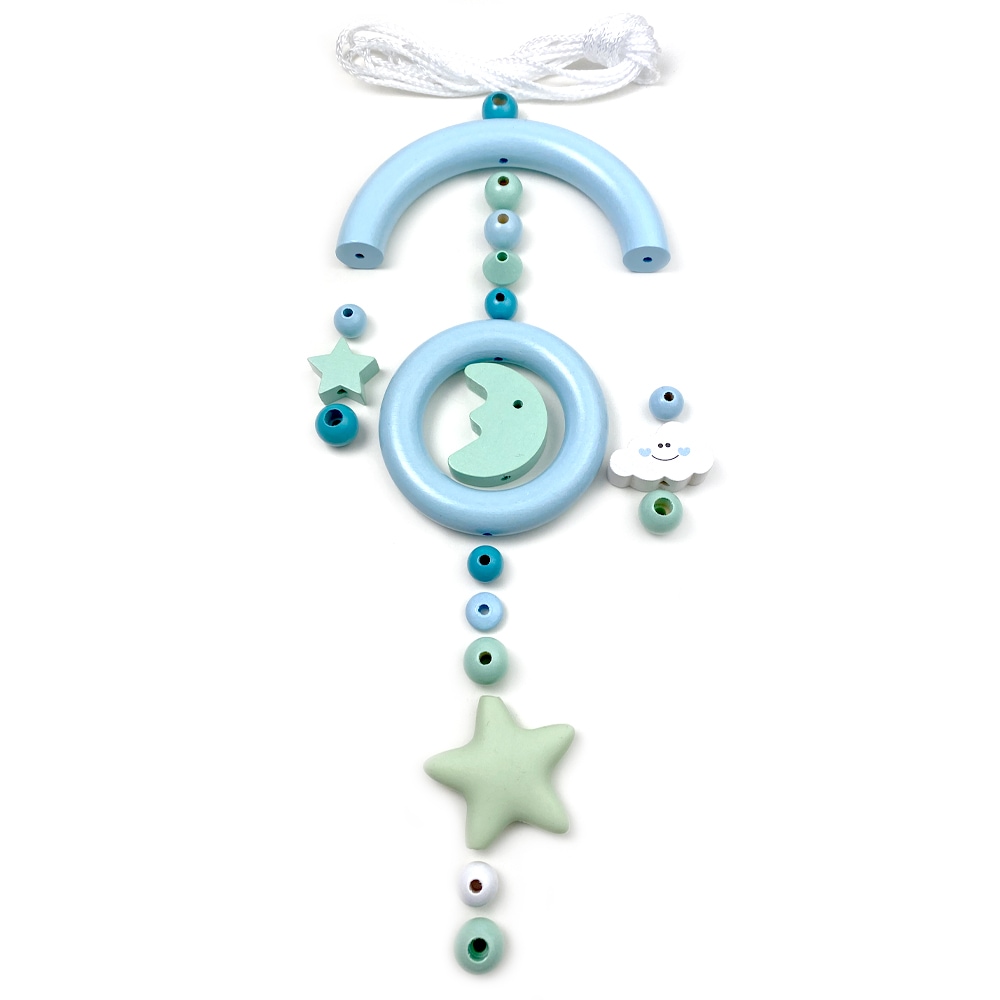 Bastelset Baby Mobile, Mond und Sterne babyblau