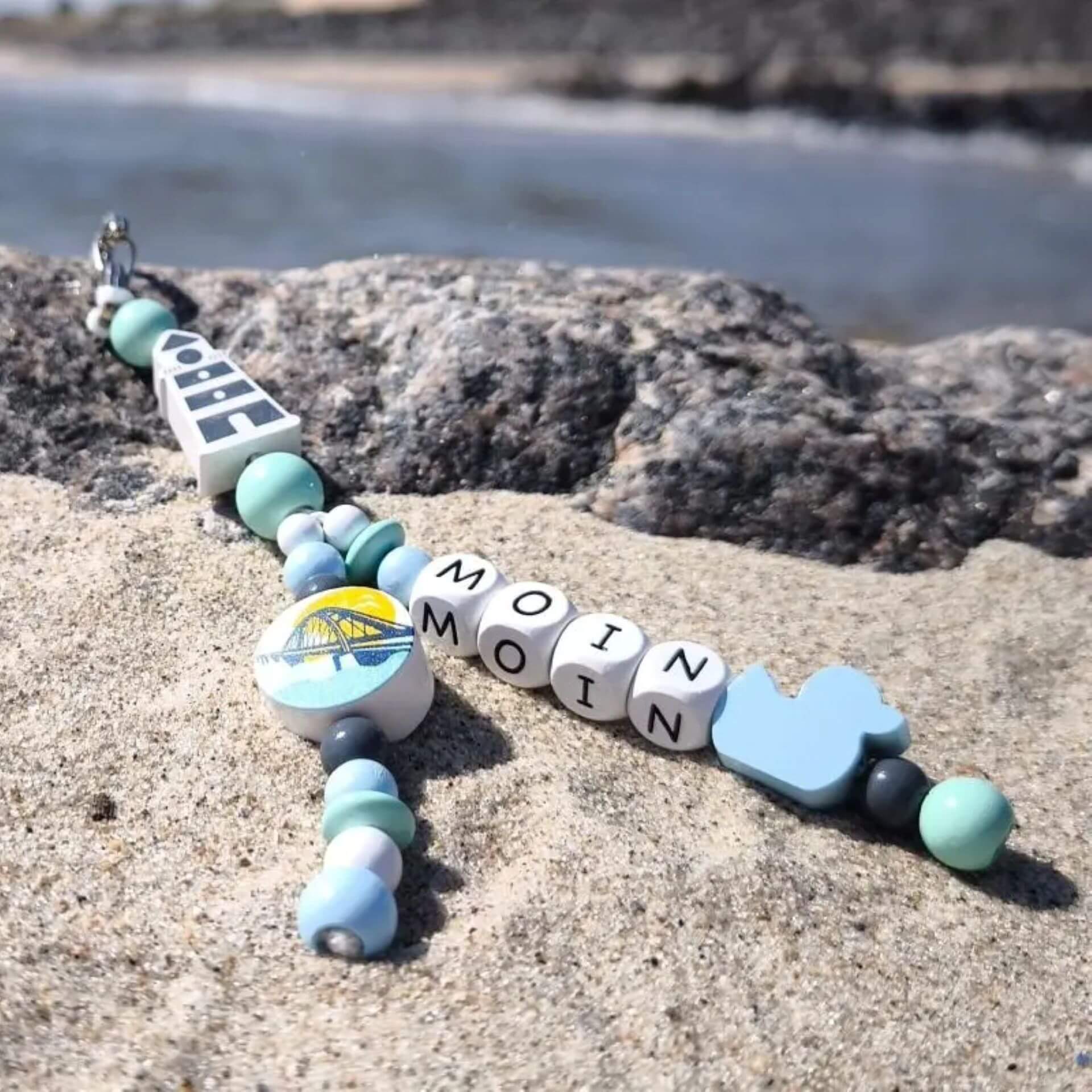 Holzperlen Schlüsselanhänger "Moin" Bastelset