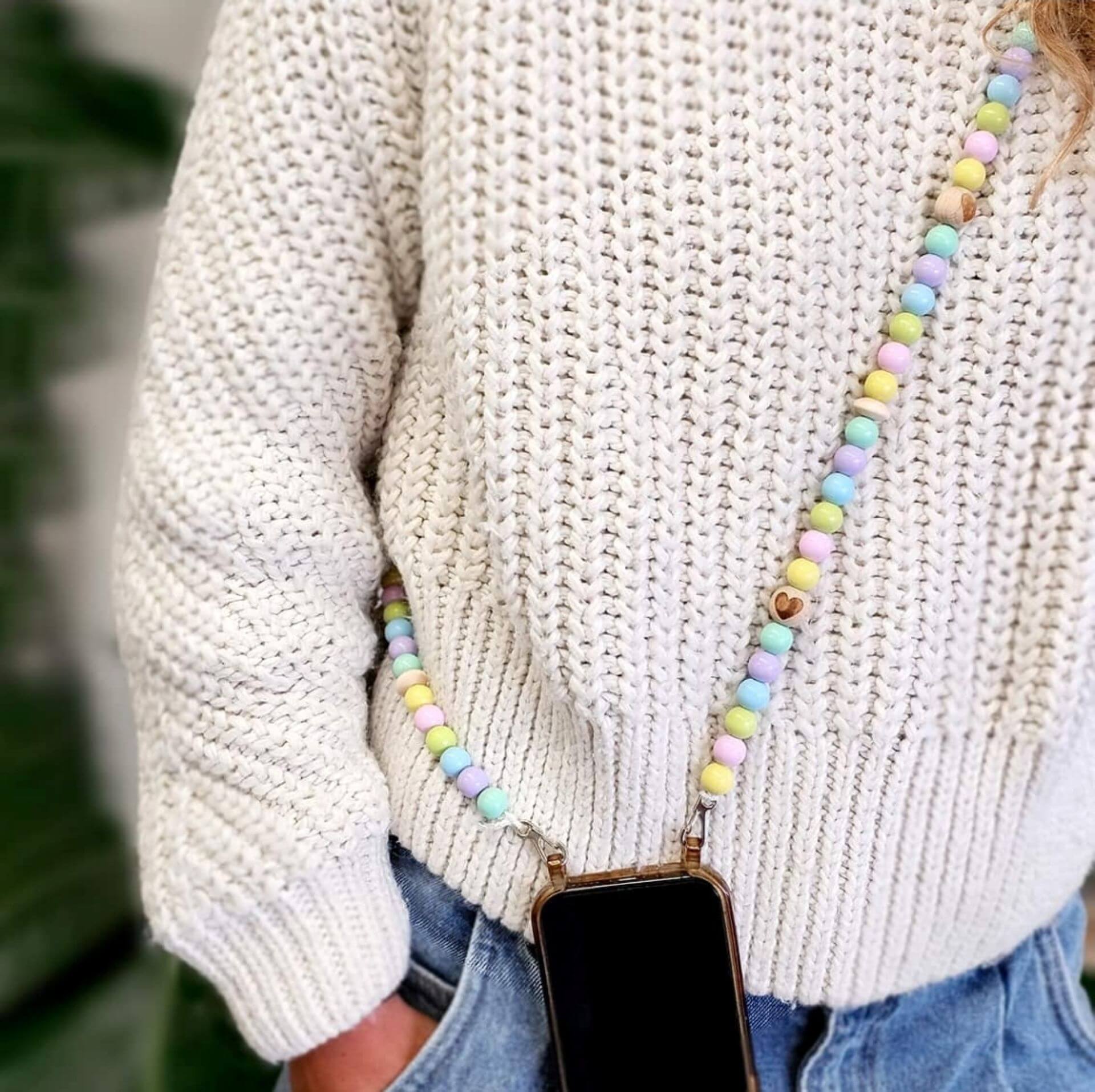 Handykette Holzperlen "Pastell" Bastelset