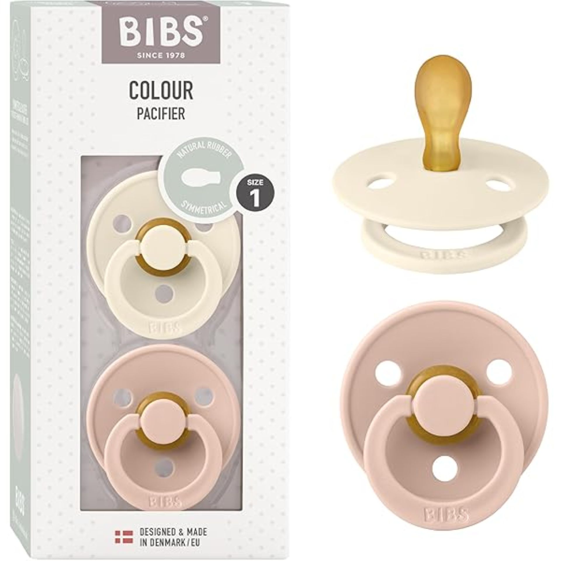 BIBS Schnuller - Colour 2er Pack, Größe 1, Vanilla/Blush