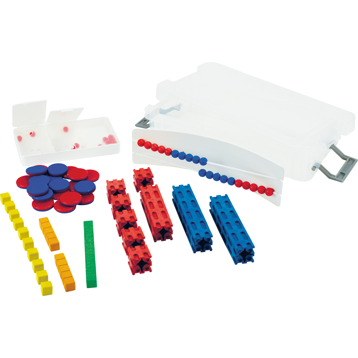 Mathe-Basis-Set Plus Zahlenraum bis 20, 58-tlg. in Box rot-blau