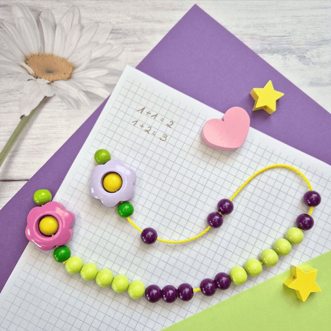 Bastelset Holzperlen-Rechenkette "Blume"