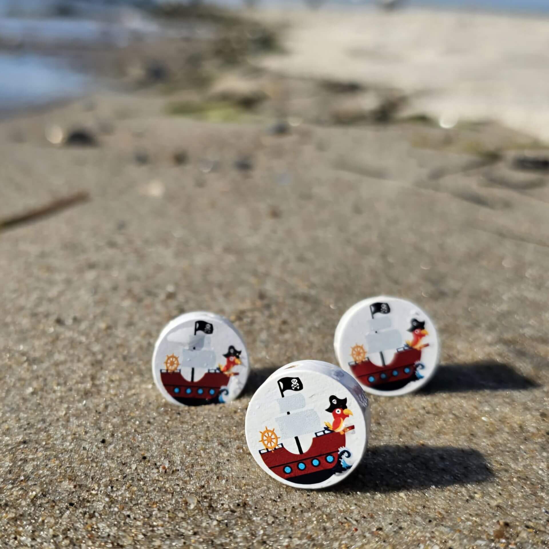 Holzperle "Piratenschiff" Scheibe