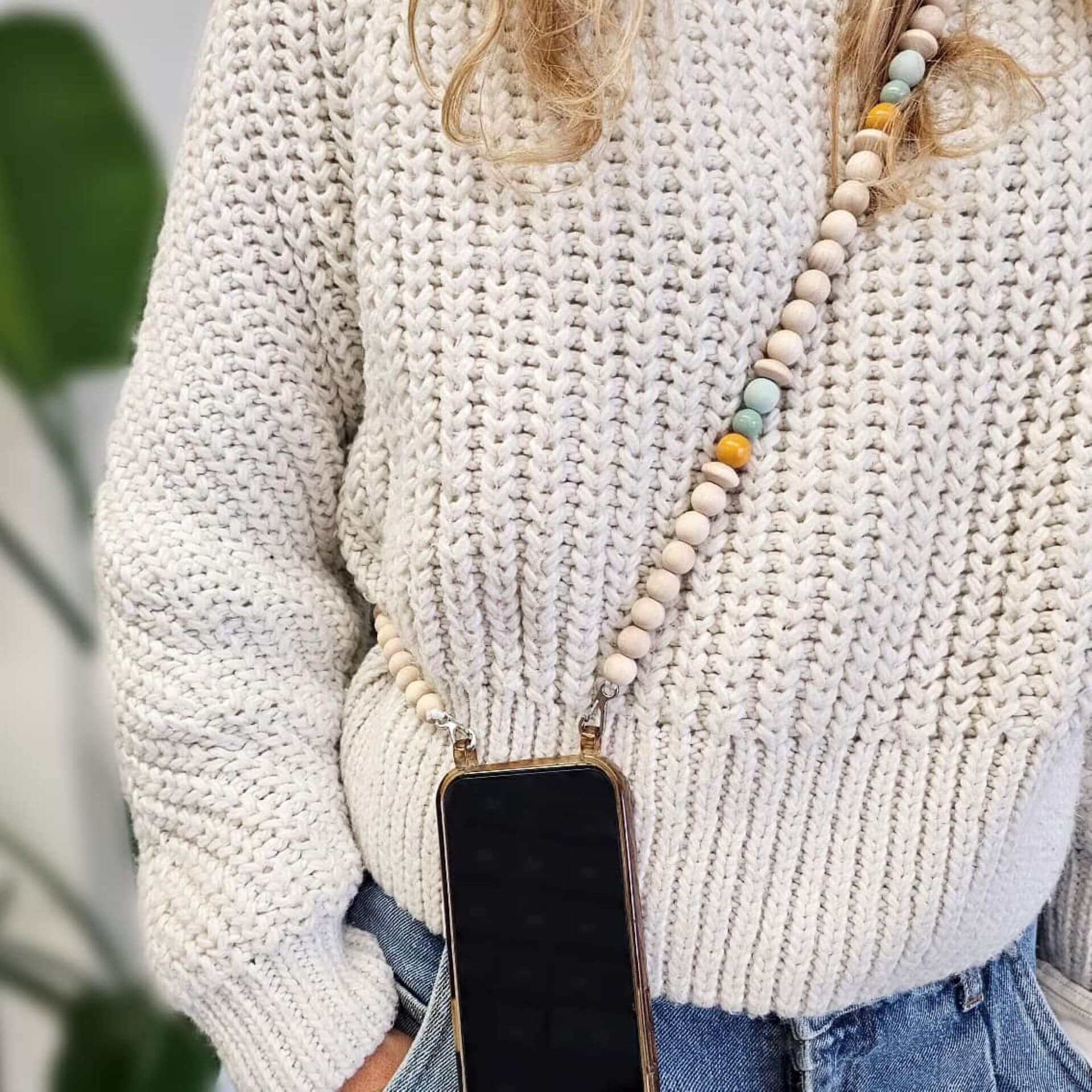 Handykette Holzperlen Bastelset • natur