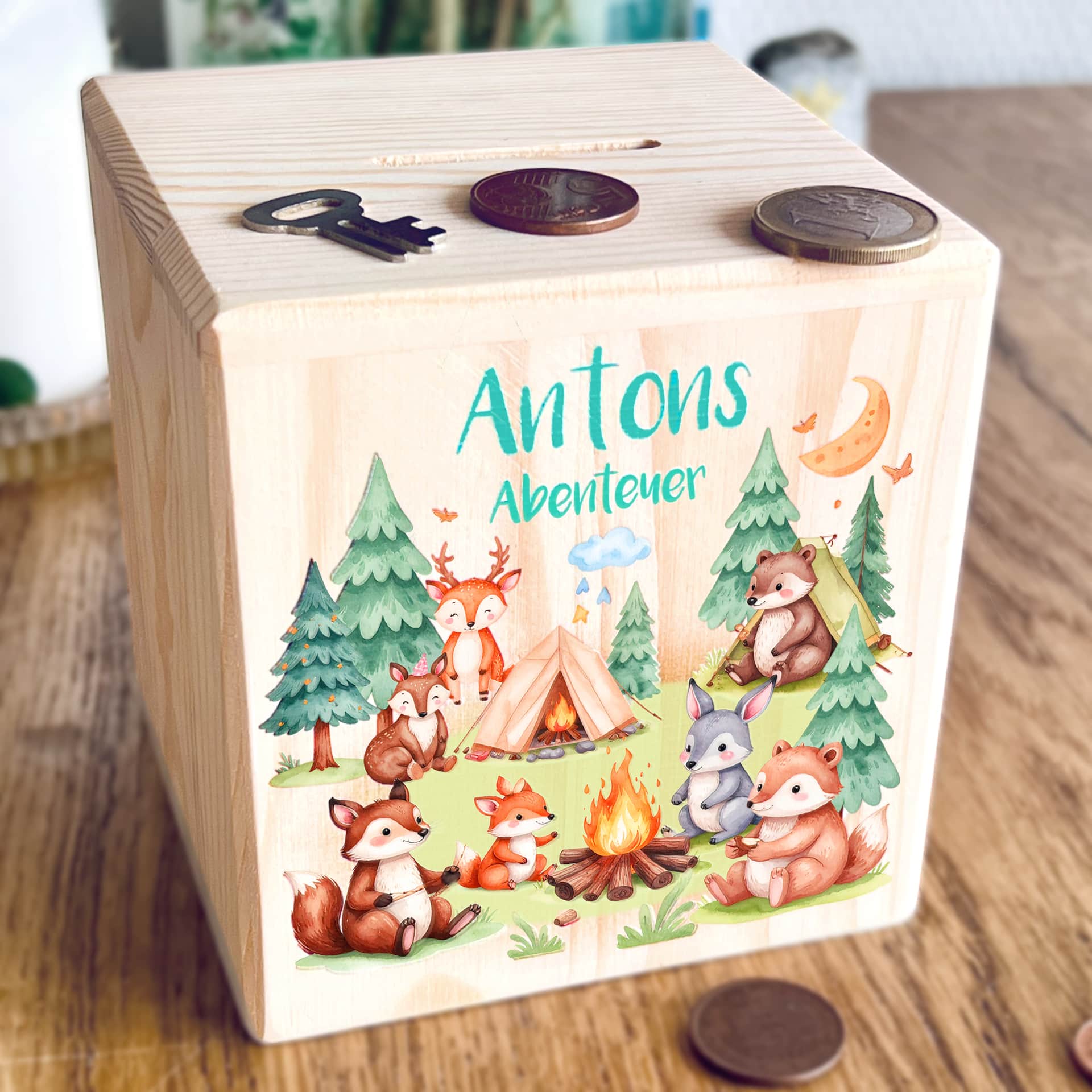 Spardose mit Namen "Abenteuer"