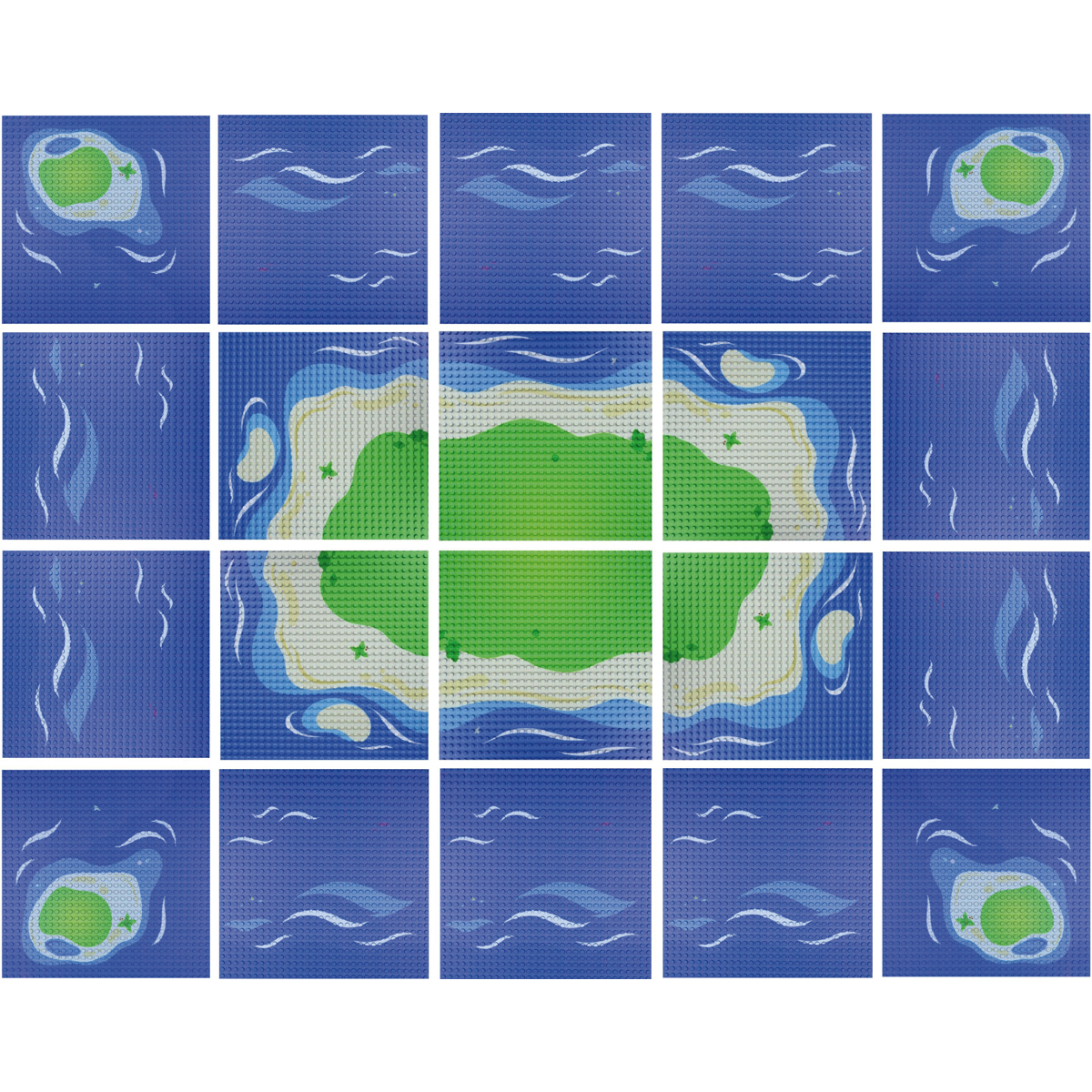 Klemmbaustein-Set Bauplatten 32x32 Noppen 20 Stück Insel