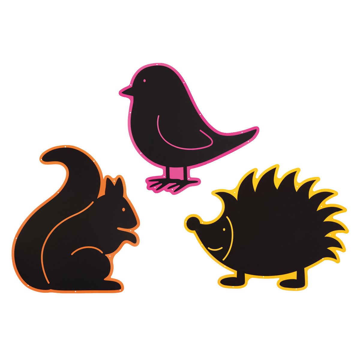 Outdoortafeln Eichhörnchen Vogel Igel 3er Set