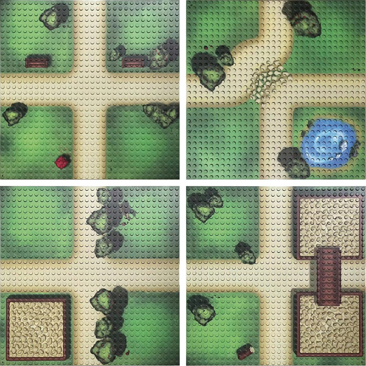 Klemmbaustein-Set Bauplatten 32x32 Noppen 4 Stück Bauernhof