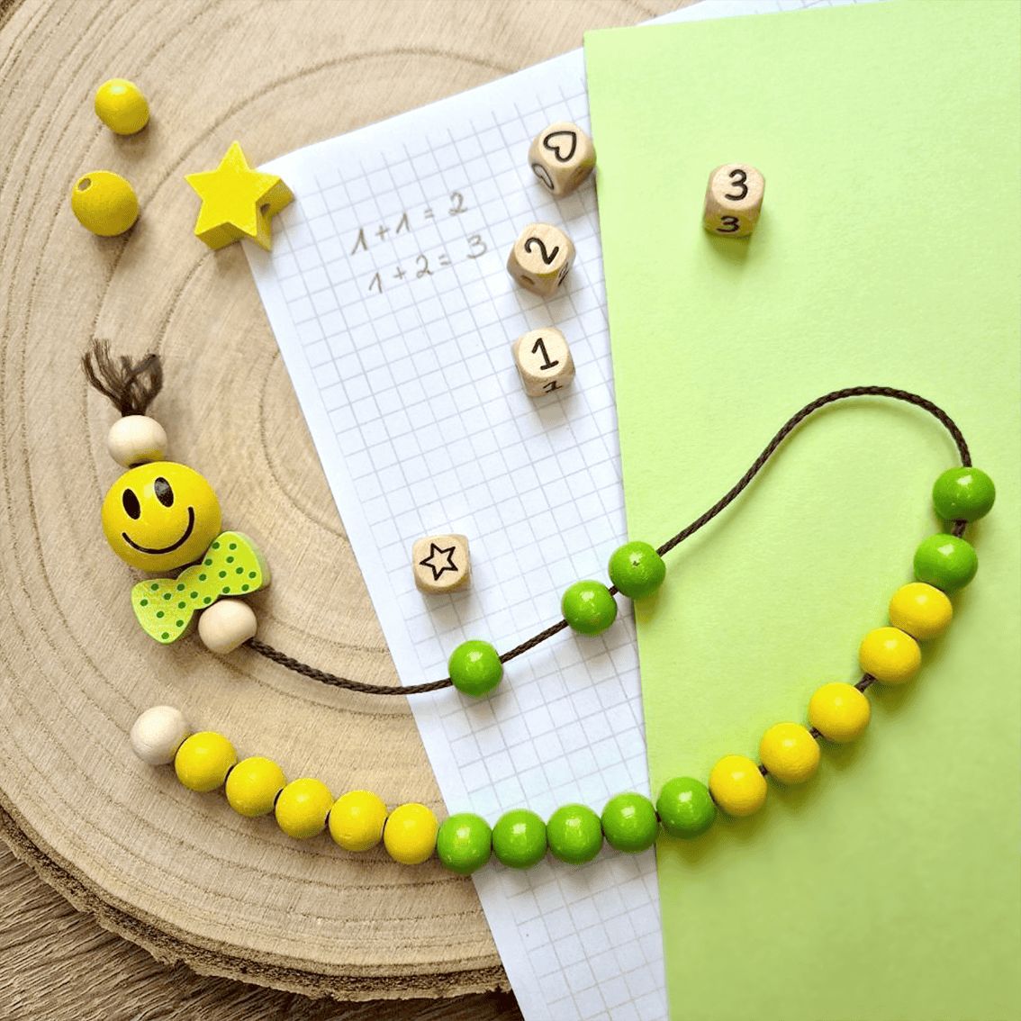 Bastelset Holzperlen-Rechenkette "Smile"