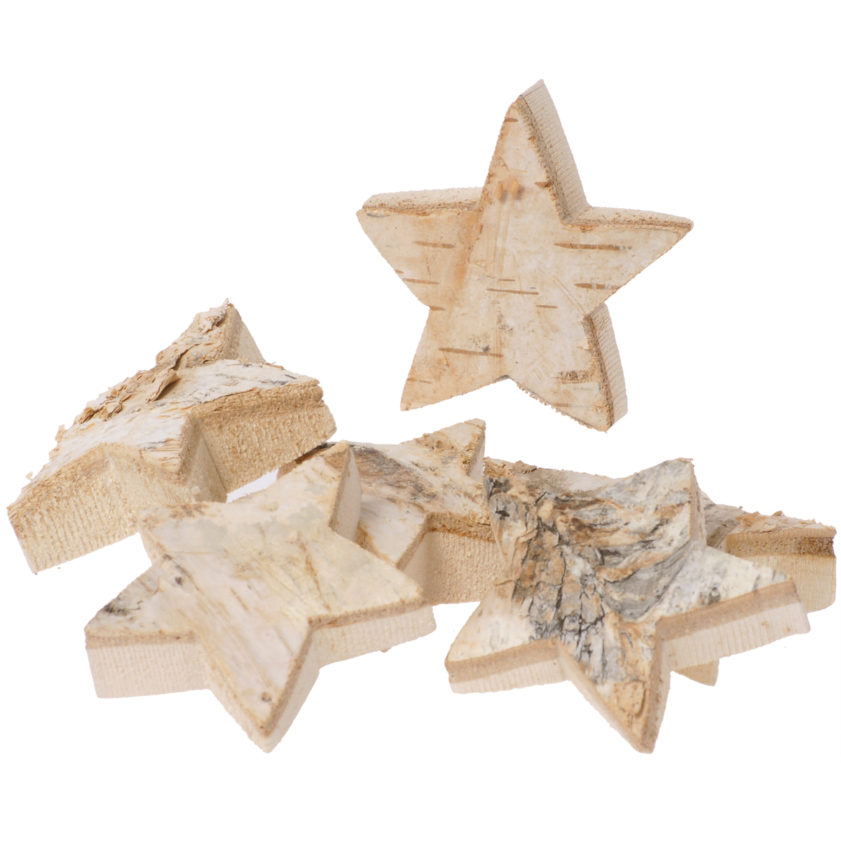 Naturholzscheiben Stern 6er Set