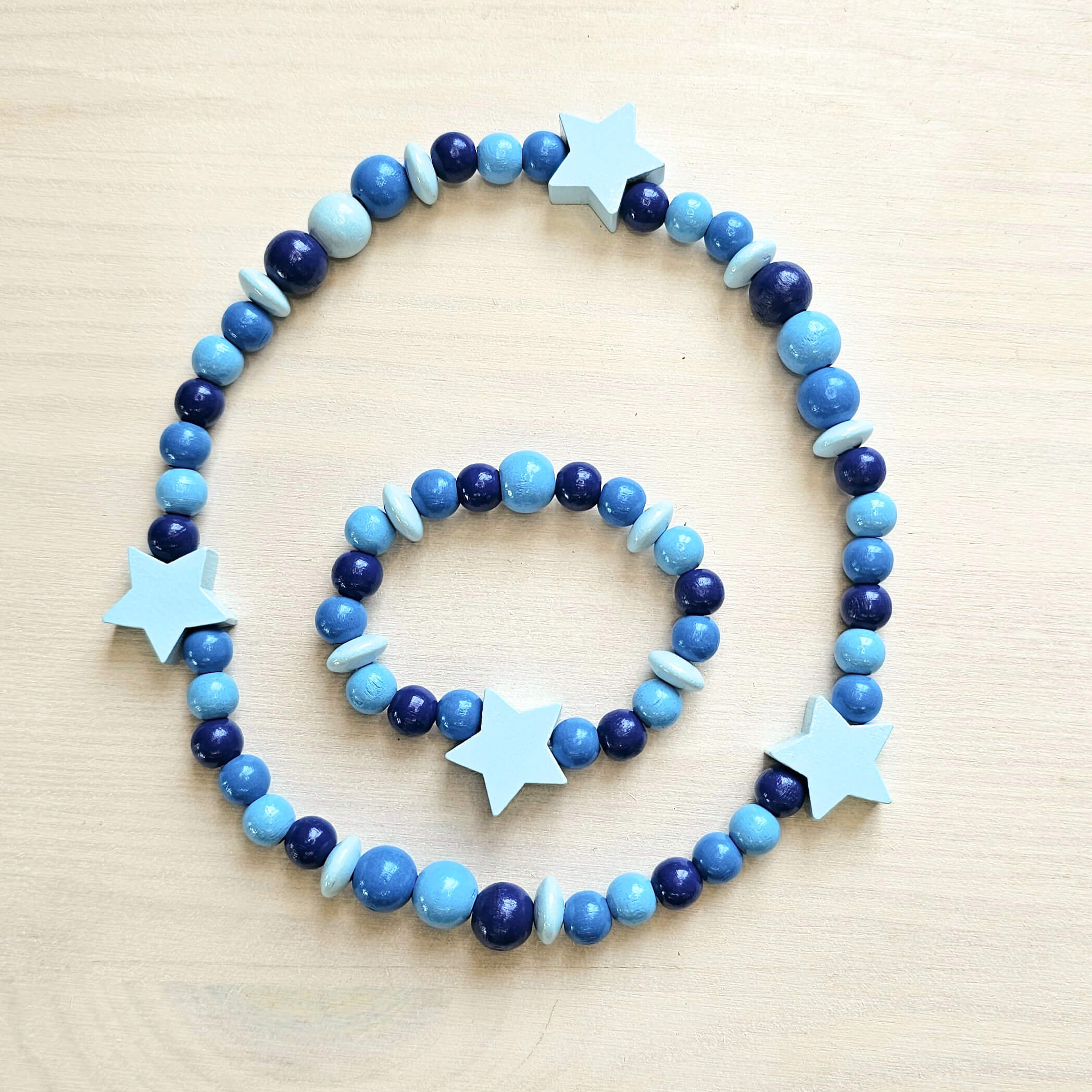Holzperlenkette und Armband "Stern" Bastelset