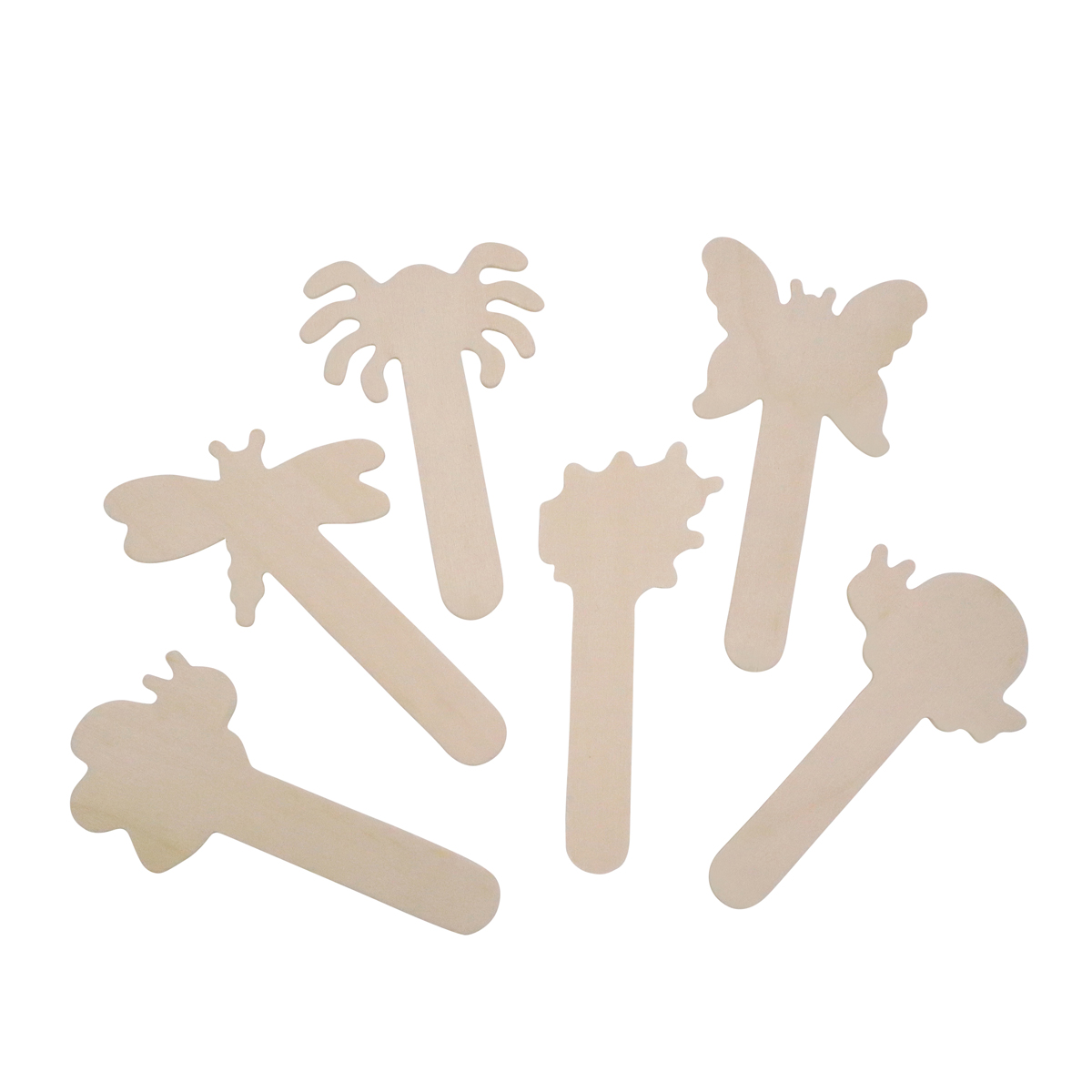 Insekten Holzbastelstäbchen 6er Set