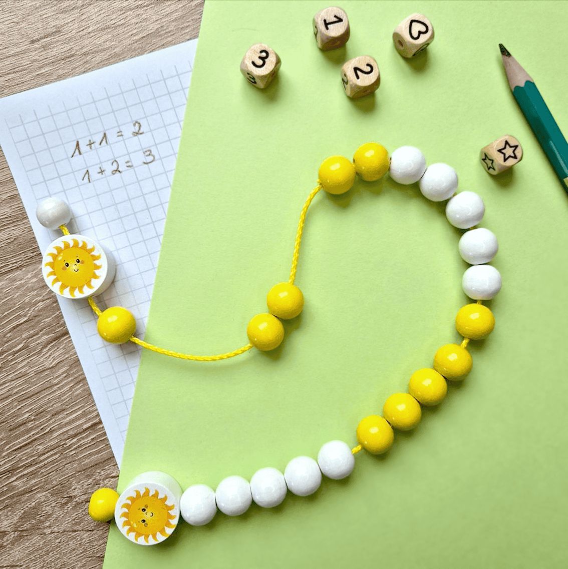 Holzperlen-Rechenkette "Sonne" Bastelset