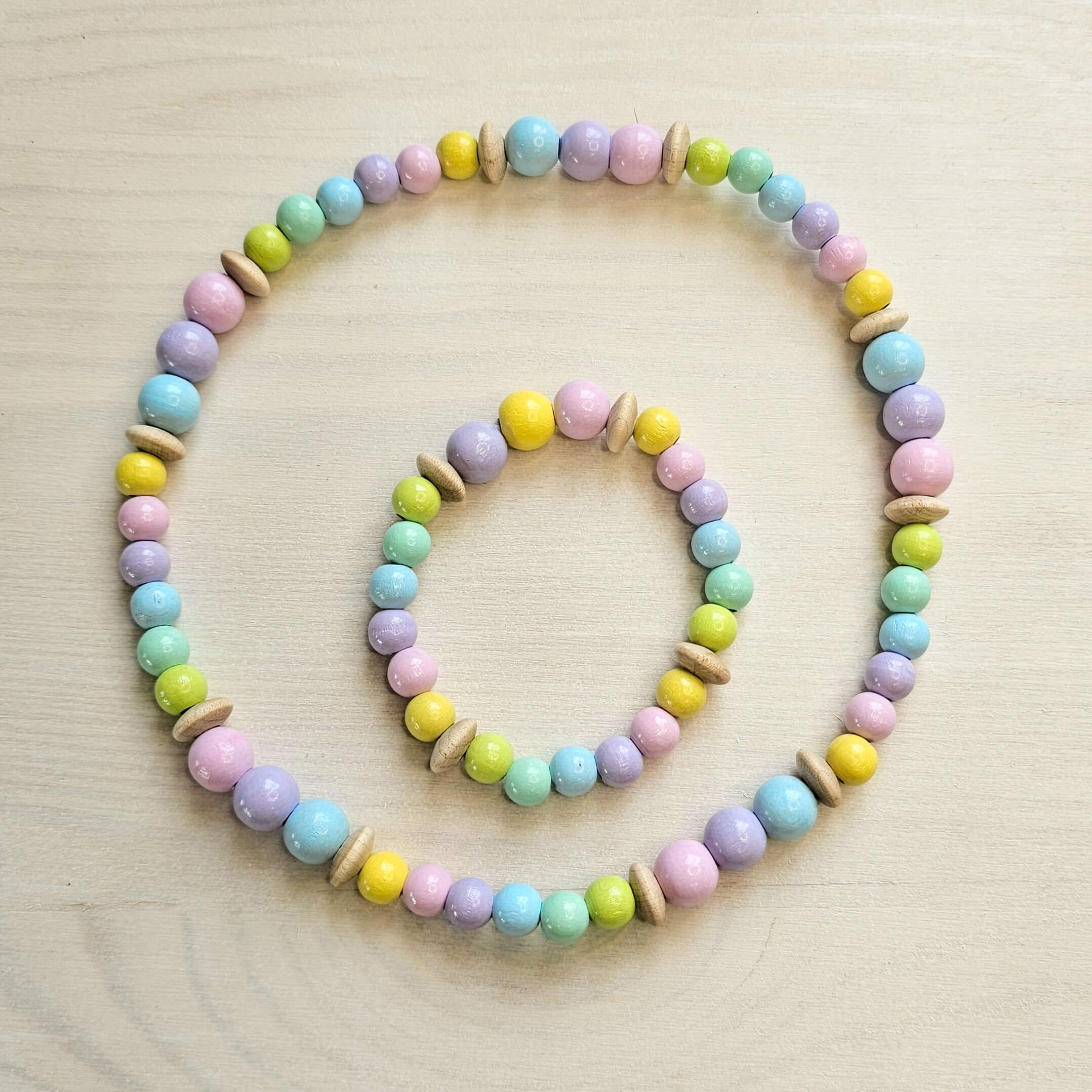 Holzperlenkette und Armband "Pastell" Bastelset