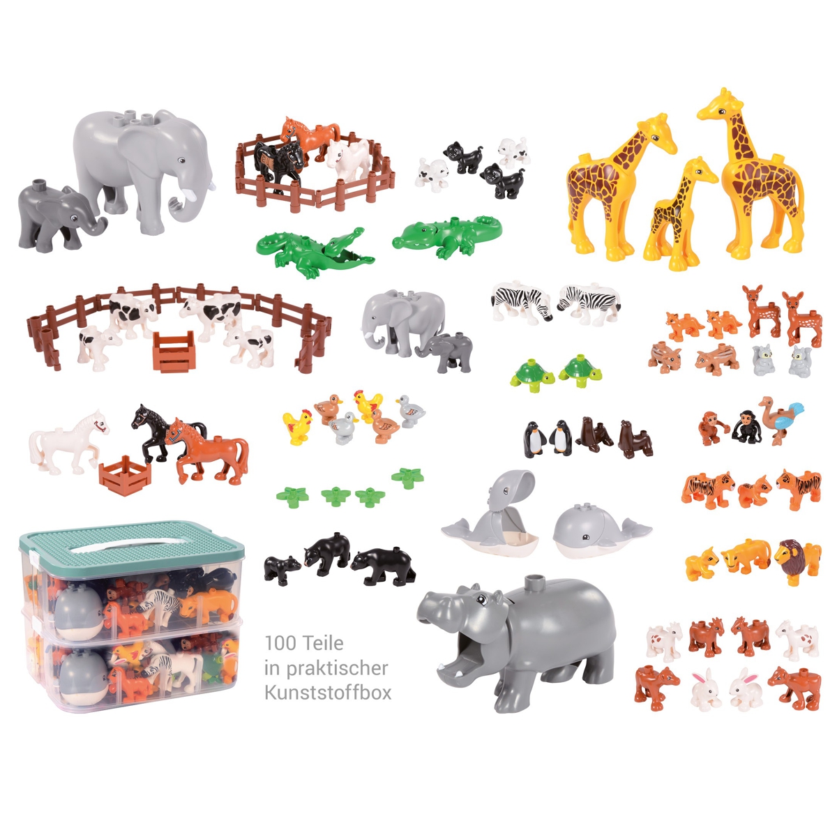 Klemmbaustein-Set Junior Zubehör Tiere und Zäune 100 Teile