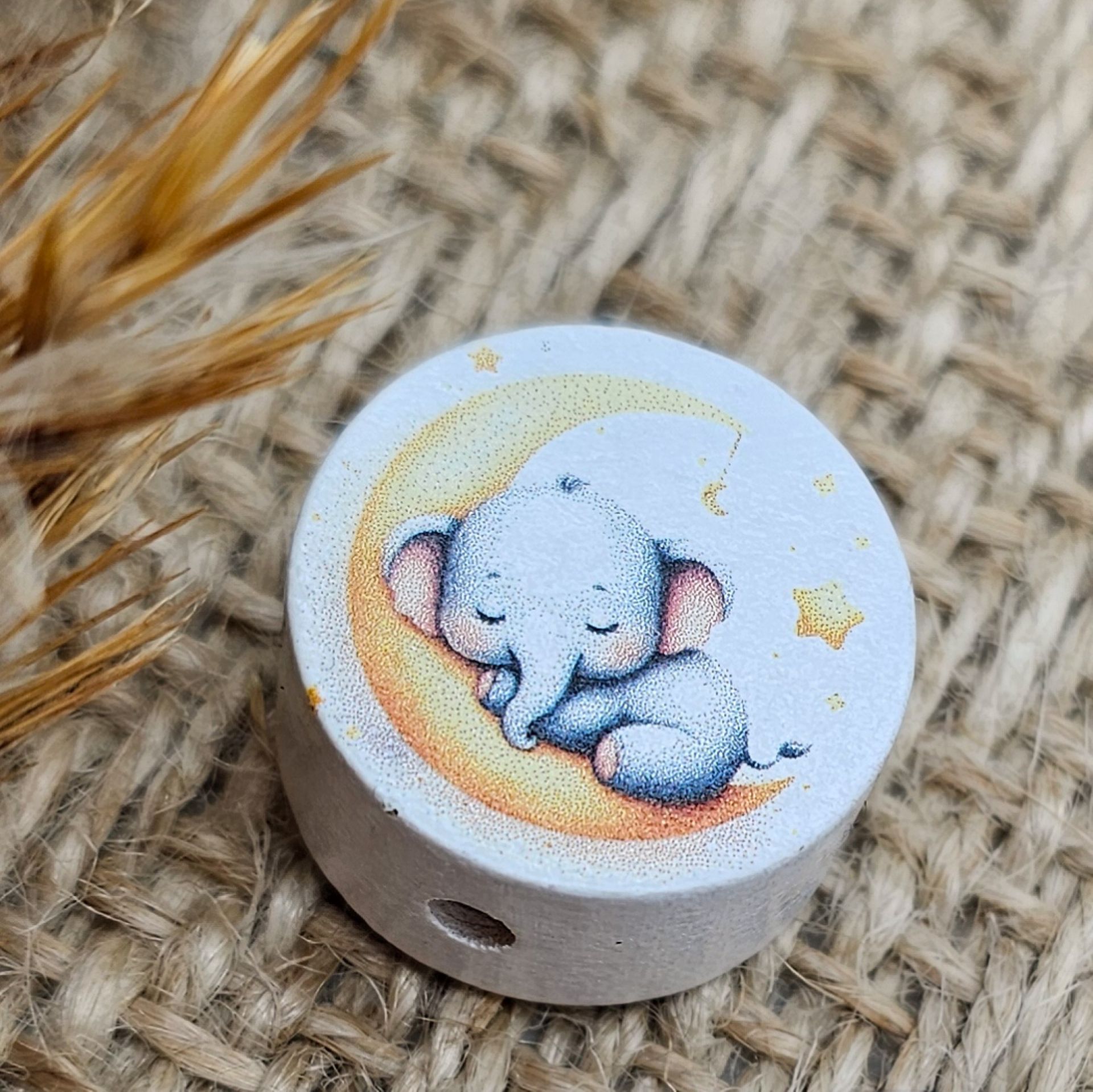 Holzperle "schlafender Elefant"  Scheibe