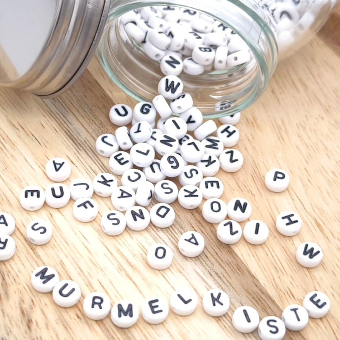 Buchstabenperlen-Mix Kunststoff • Ø7mm • weiß • 25g