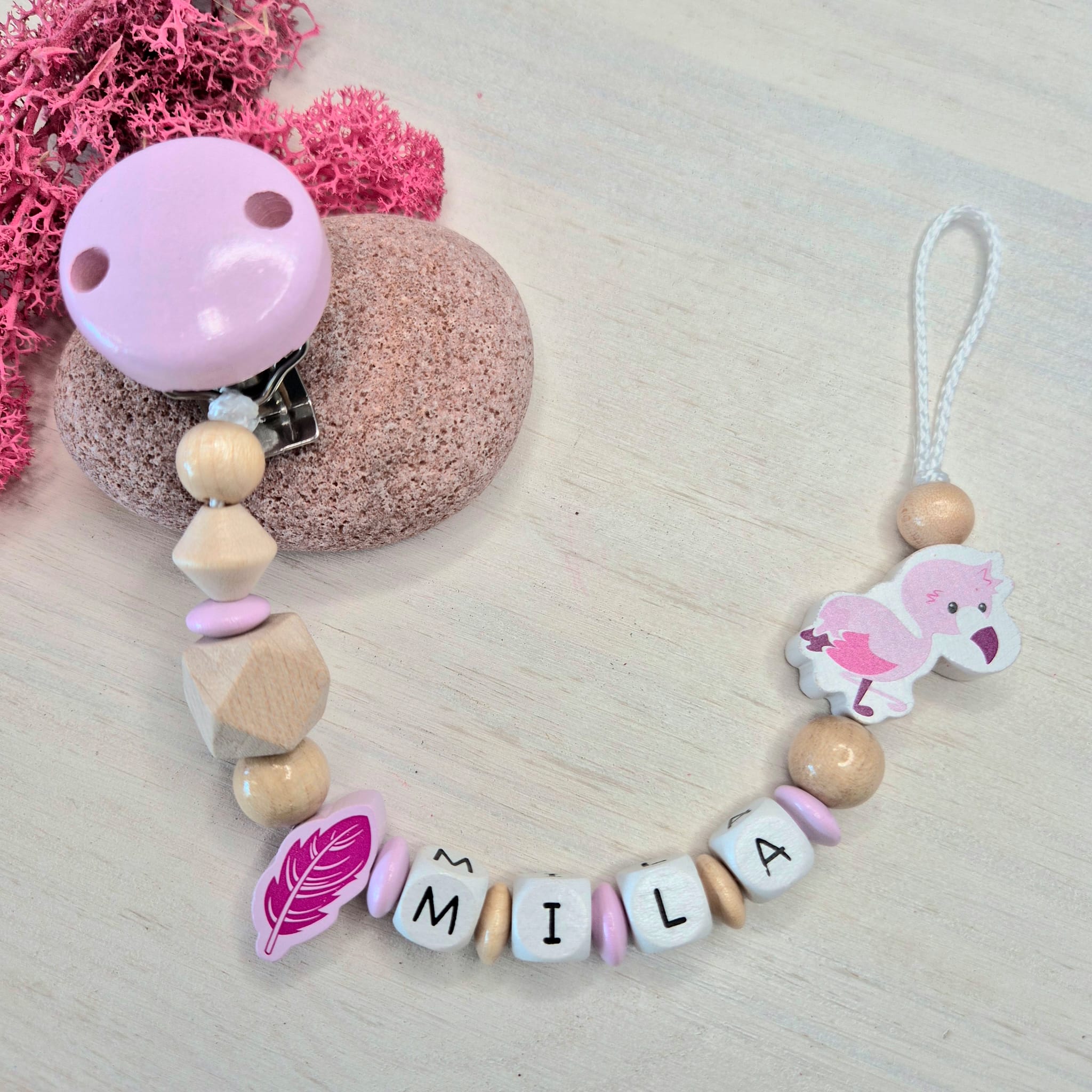 Bastelset Schnullerkette Flamingo Rosa