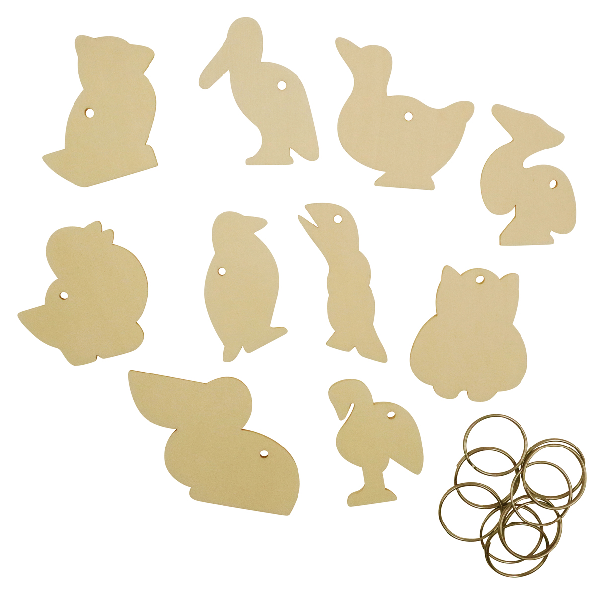 Vogel Holzschlüsselanhänger 10er Set