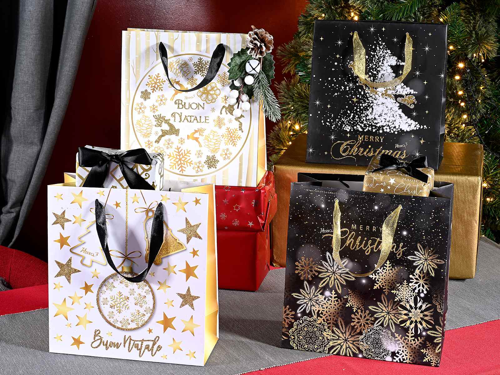 Weihnachtstüte Glitzer - groß