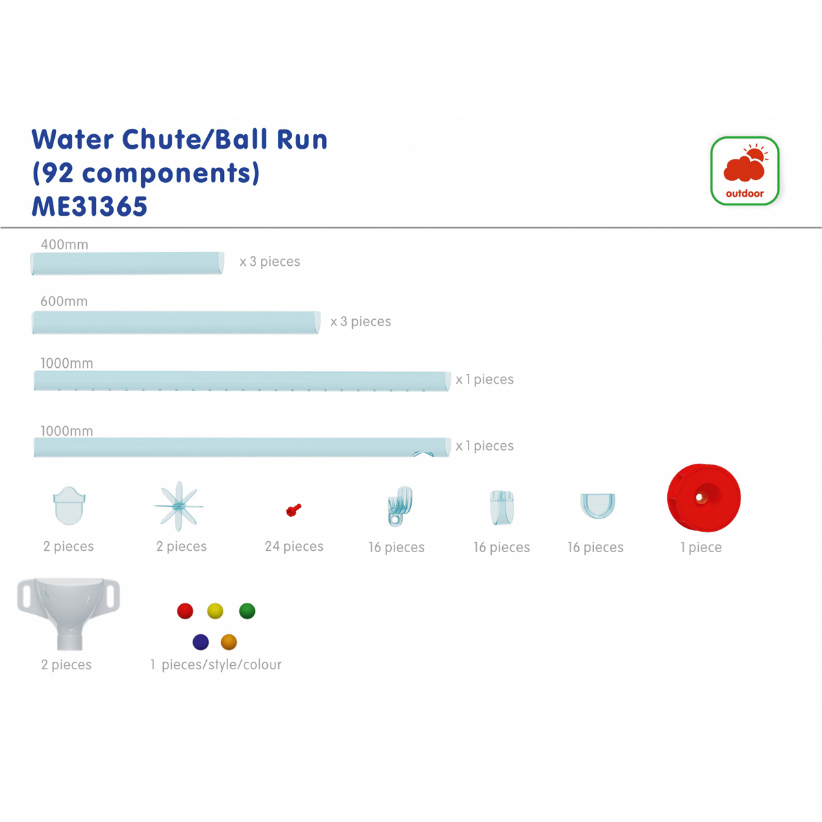 Wasserrutsche Ballbahn Set 92 Teile