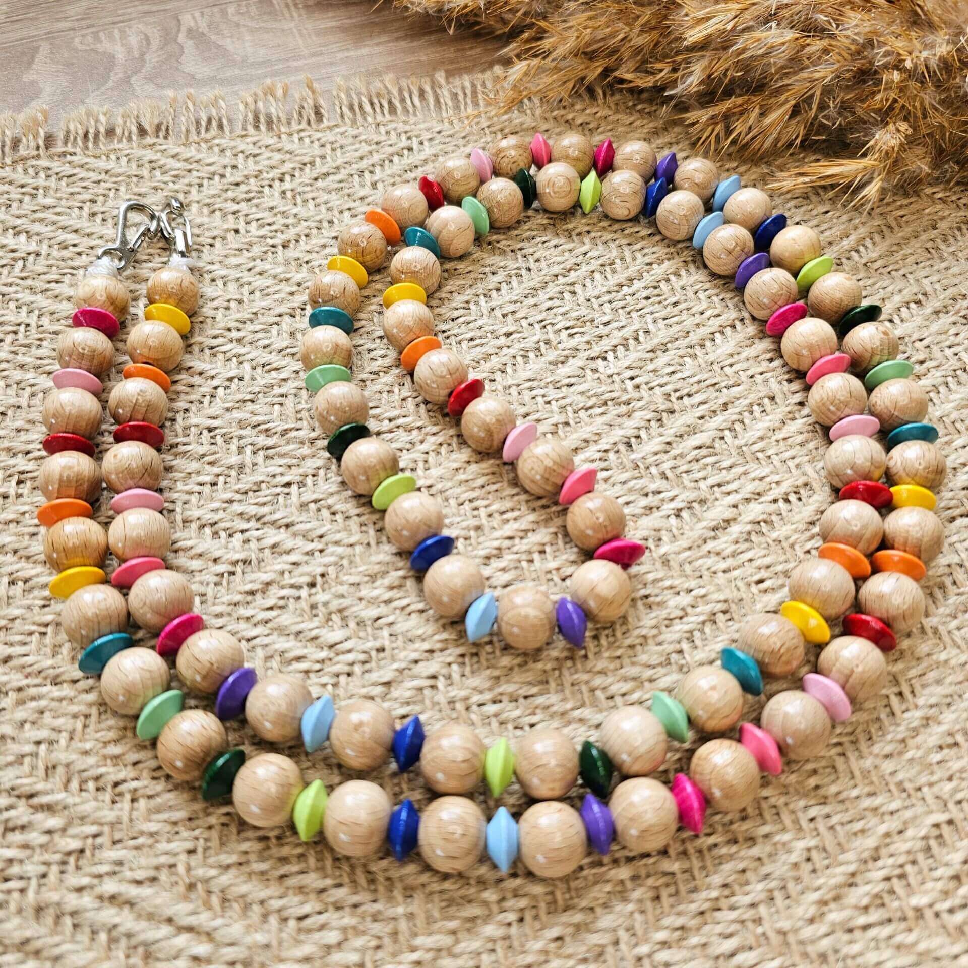 Holzperlen-Handykette "Happy"