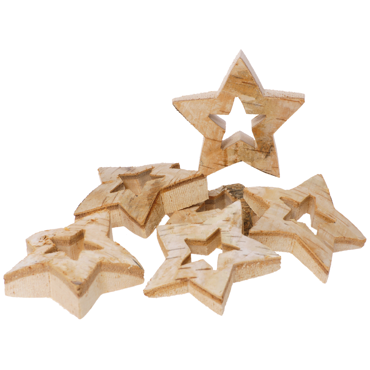 Naturholzscheiben Stern outline 6er Set