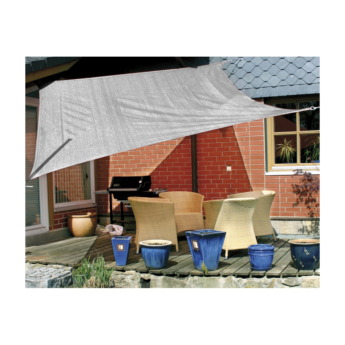 Sonnensegel 6 x 4 m grau