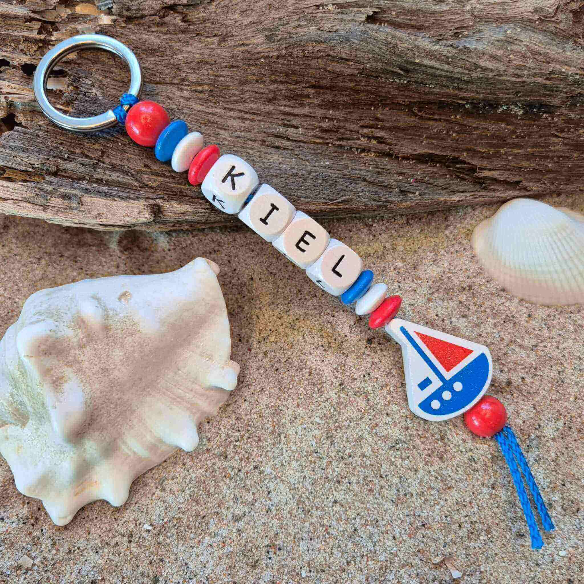 Holzperlen-Schlüsselanhänger "Kiel Schiffchen" Bastelset