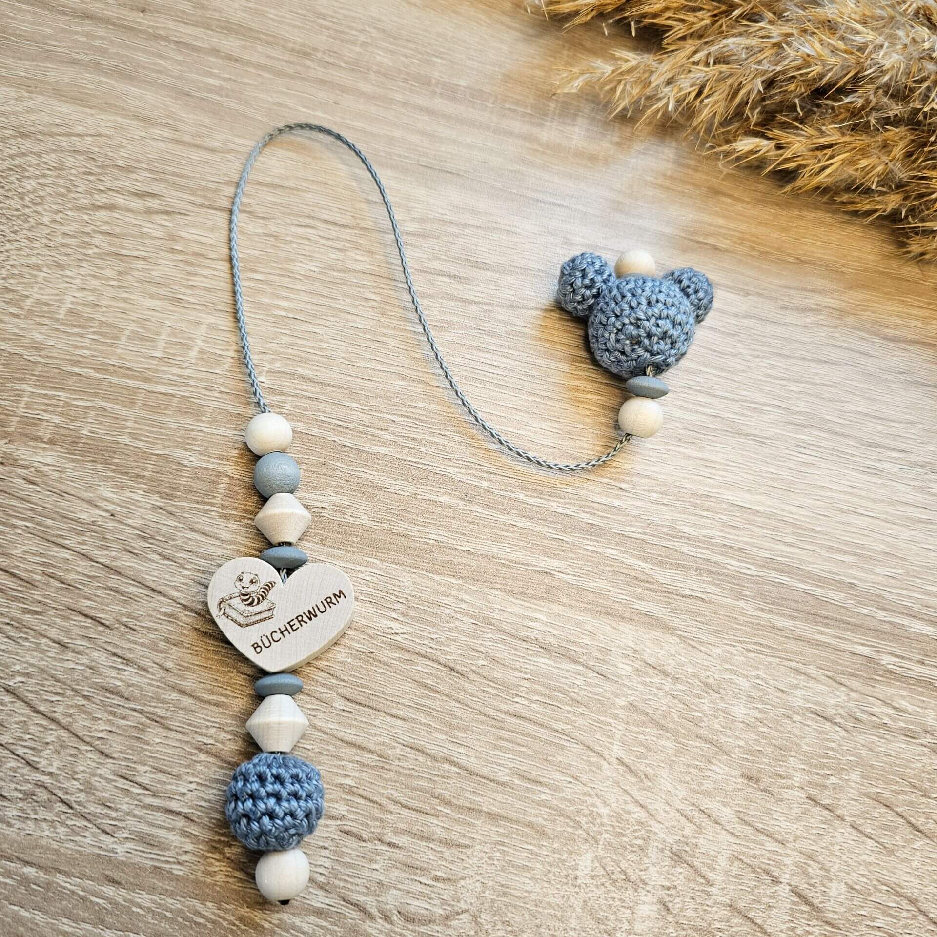 Holzperlen Lesezeichen "Häkelmaus" Bastelset