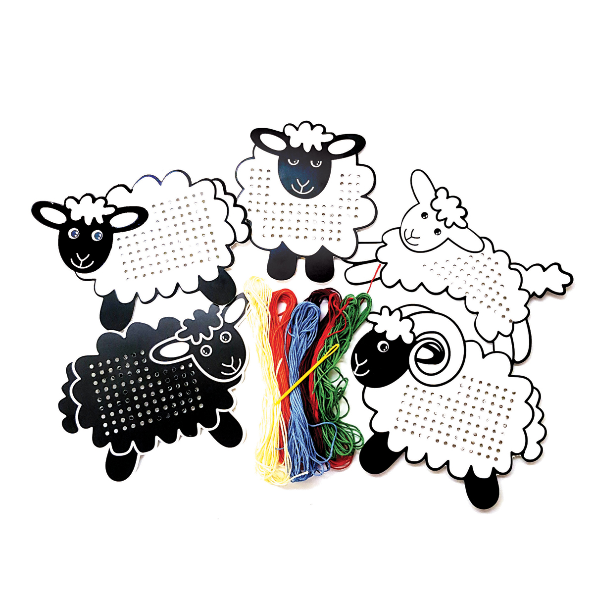 Fädelkarten Schafe 5er Set