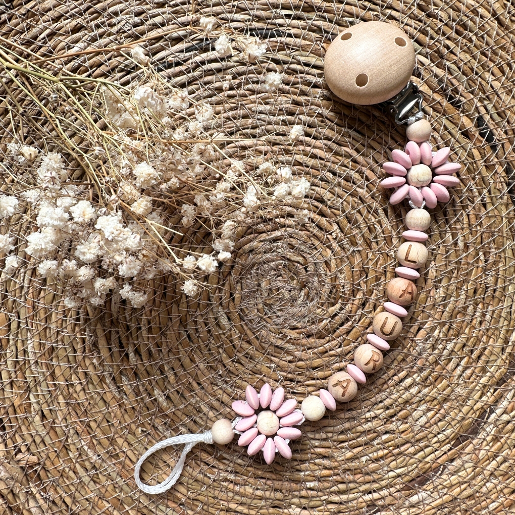 Personalisierte Schnullerkette "Pastellblüte Rosé" • Bastelset