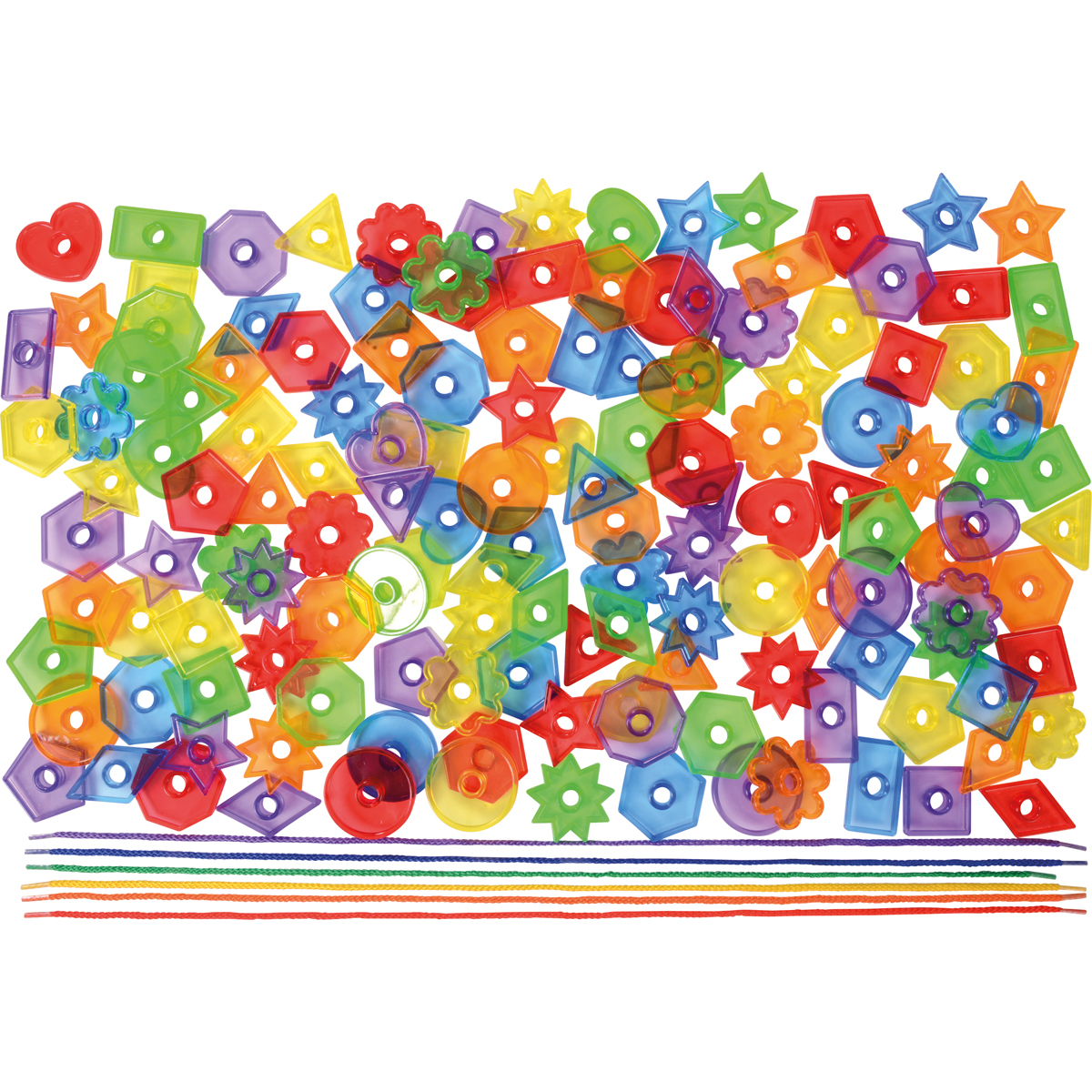 Fädelknöpfe transparent 144 Stück mit 6 Schnüren