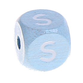 Letter beads baby blue 10x10mm 'S' 159 in stock 