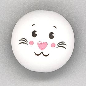 Holzperle mit Gesicht "Hase" 'weiß' 594 auf Lager