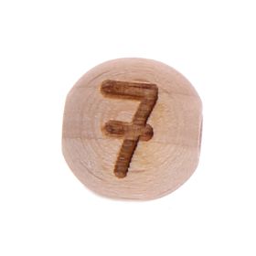 Letter beads 12mm with laser engraving - drilled horizontally '7' 204 in stock 