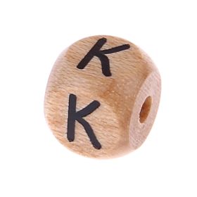 Letter beads letter cube wood embossed 10mm 'K' 473 in stock 