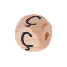 Letter beads letter cube wood embossed 10mm 'Ç' 54 in stock 