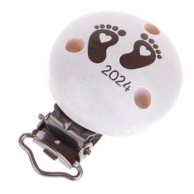 Pacifier clip baby feet 2024 'white-grey' 2 in stock 