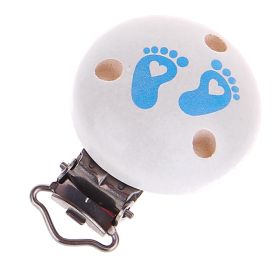 Pacifier clip baby feet 'white-baby blue' 13 in stock 