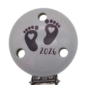 Schnullerclip Babyfüße 2026 'hellgrau' 14 auf Lager