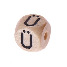 Letter beads letter cube wood embossed 10mm 'Ü' 21 in stock 