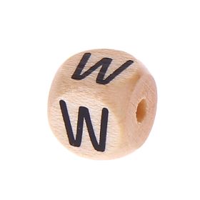 Letter beads letter cube wood embossed 10mm 'W' 495 in stock 