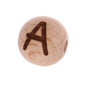 Letter beads 12mm with laser engraving - drilled horizontally 'A' 83 in stock 