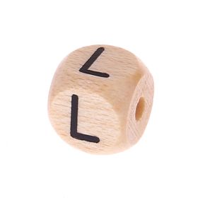 Letter beads letter cube wood embossed 10mm 'L' 15 in stock 
