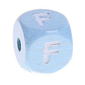 Letter beads baby blue 10x10mm 'F' 816 in stock 